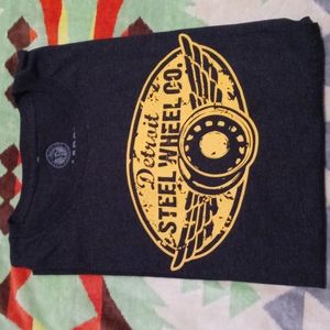 Mens Detroit Steel Wheel Co. Tshirt XX-Large. Black. Yellow print